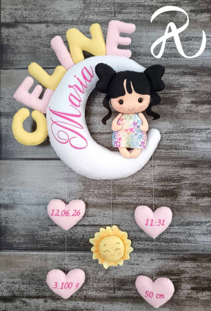 Pentru fetite - Decor personalizat - fetita pe luna