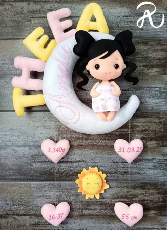 Pentru fetite - Decor personalizat - fetita pe luna