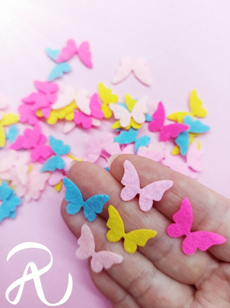 ACCESORII DIY - Mix de culori - Fluturi din fetru 2 cm 50 buc/set