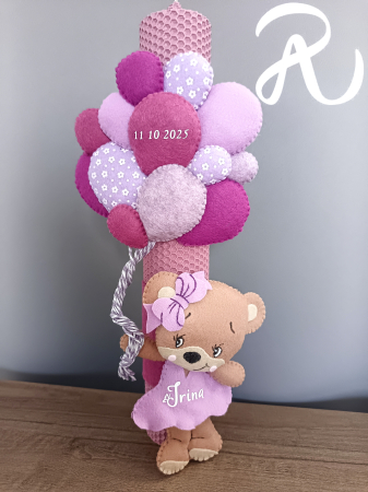 BOTEZ - Lumanare botez fetita - ursulet