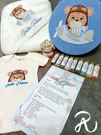 Prima baita cu nasii - Set prima baita cu nasii pentru baiat - ursulet aviator