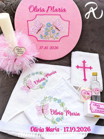 PRODUSE BOTEZ - Trusou de botez personalizat pentru fetiță cu fluturi