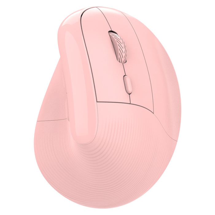 Mouse wireless AdyMel® ergonomic vertical – 2.4GHz + BT 5.0, 4000 DPI, reincarcabil, roz [2]