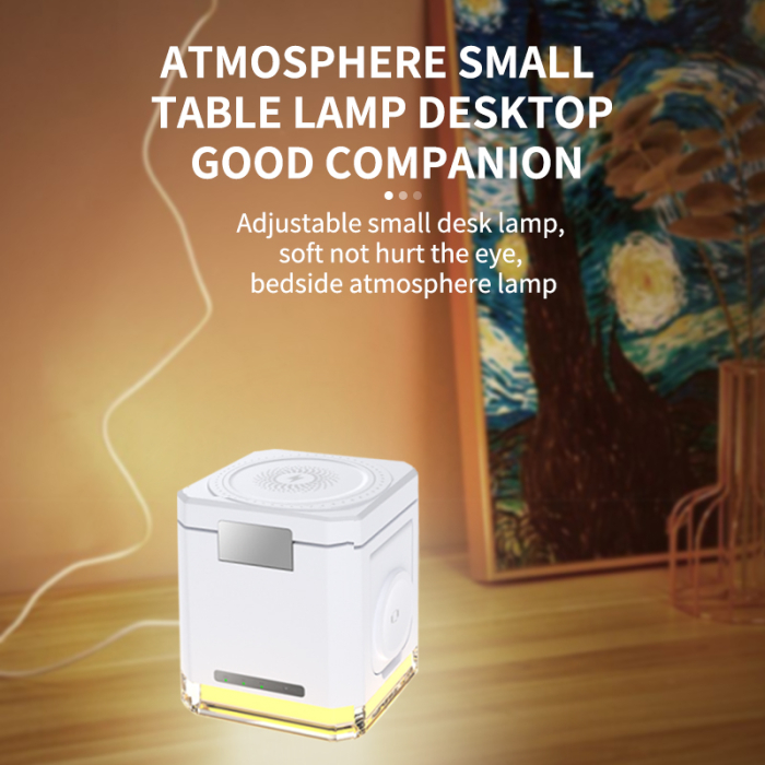 Incarcator wireless fast charger AdyMel® 4 in 1 – lampa veghe, 15W, telefon, casti, smartwatch, alb. [5]