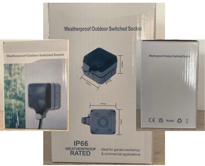 Priza exterior AdyMel® IP66 – standard EU 250V/16A, cu intrerupator si indicator luminos, gri. [5]