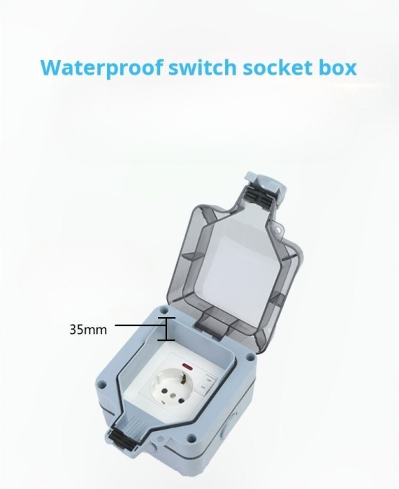 Priza exterior AdyMel® IP66 – standard EU 250V/16A, cu intrerupator si indicator luminos, gri. [4]