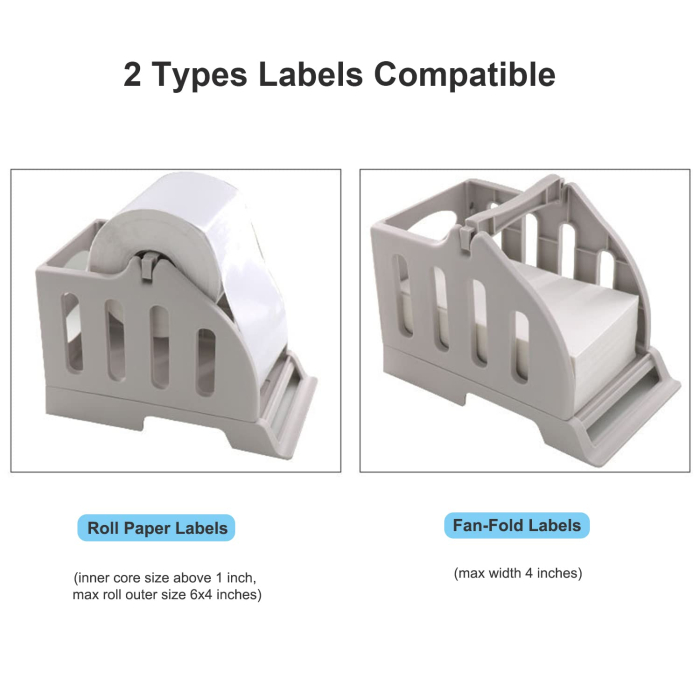 Suport etichete autoadezive 2 in 1 AdyMel® – pentru imprimanta termica, rola si stivuite, alb. [2]