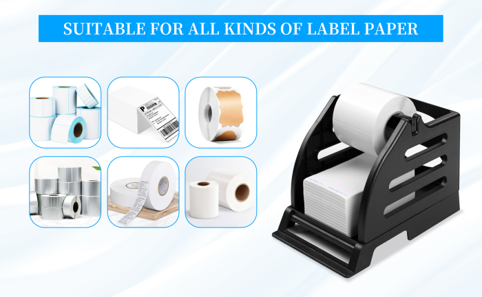 Suport etichete autoadezive 2 in 1 AdyMel® – pentru imprimanta termica, rola si stivuite, negru. [2]