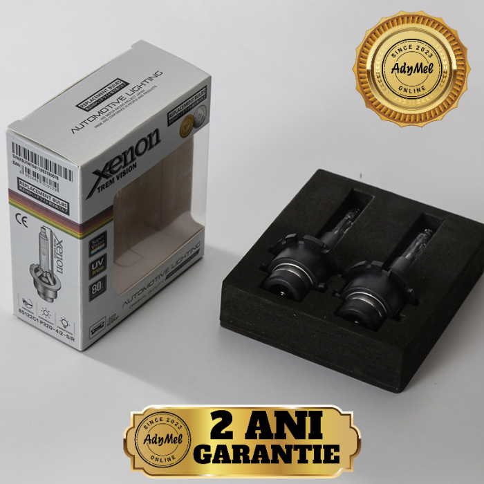 Becuri xenon D2S/D2R AdyMel® – set 2 buc, 35W, lumina alba 6000K, 4500LM. [2]