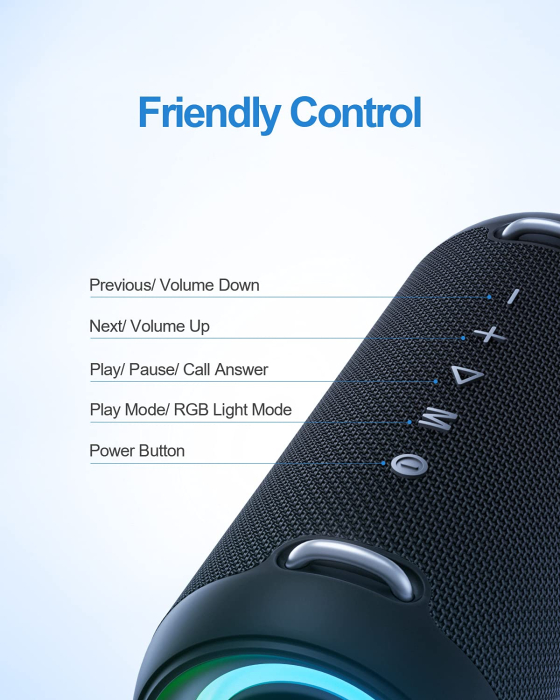 Boxa portabila profesionala MIFA® 60W – pure bass, HiFi, IPX7, RGB, 30h. [5]