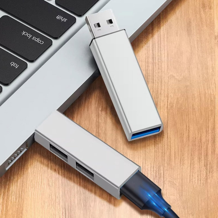 Adaptor USB Type C si Type A AdyMel® – hub aluminiu, USB 3.0, gri. [4]