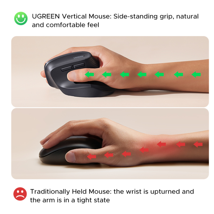 Mouse wireless UGREEN® M571P – ergonomic vertical, BT 5.4 + 2.4GHz, 4000 DPI. [6]