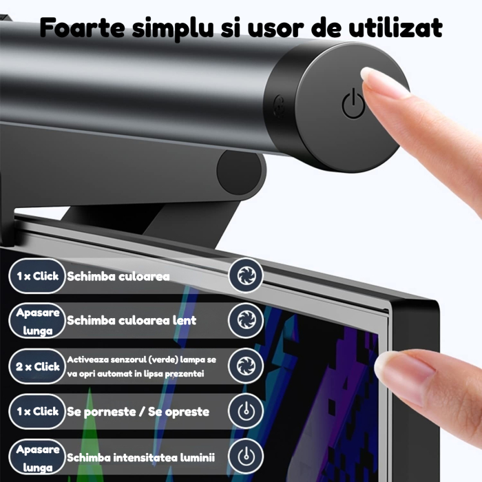 Lampa monitor AdyMel® cu telecomanda RF – LED 42.5 cm, reglabila, gri. [4]