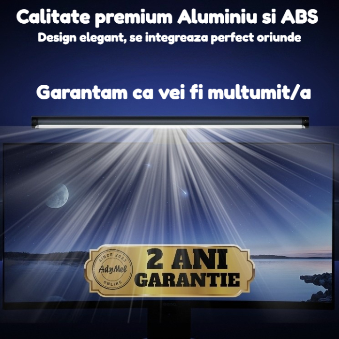 Lampa monitor AdyMel® cu telecomanda RF – LED 42.5 cm, reglabila, gri. [5]