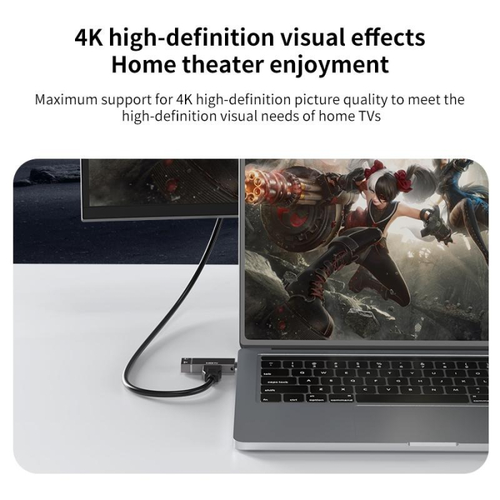 Adaptor Type-C la HDMI 3 in 1 AdyMel® – 4K 60Hz UHD, Aux, PD 100W. [2]