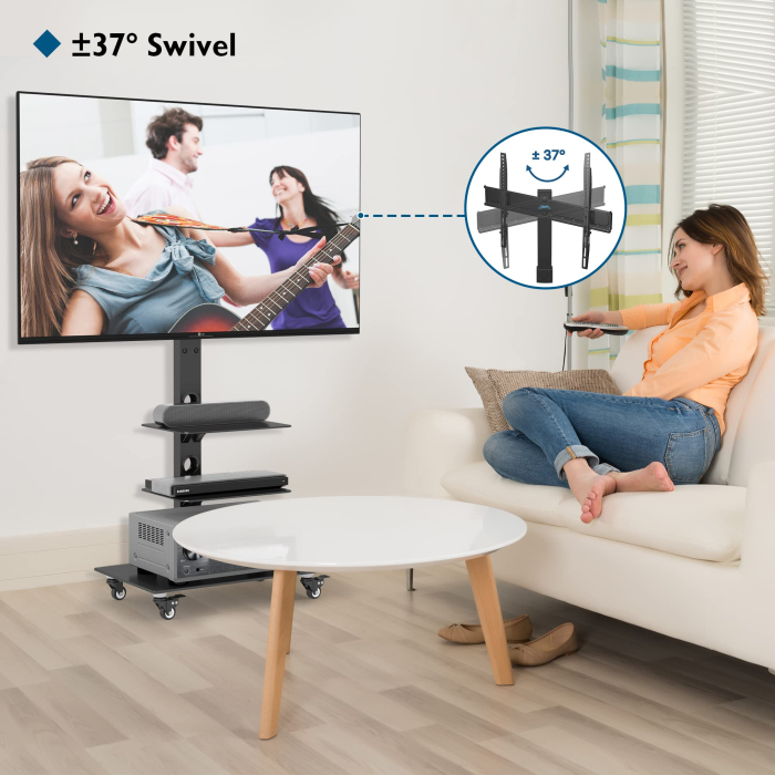 Suport TV Bontec® 30–70 inch – stand cu sticla securizata si roti 360°, VESA 600x400. [6]