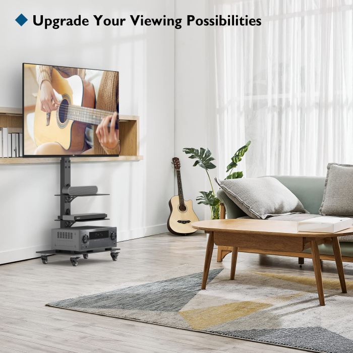 Suport TV Bontec® 30–70 inch – stand cu sticla securizata si roti 360°, VESA 600x400. [2]