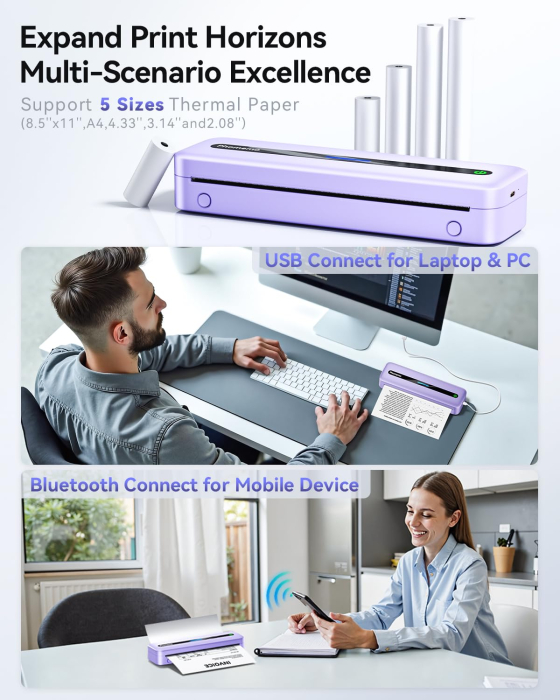 Imprimanta termica portabila Phomemo® M832 – autocolante termice 300 dpi, mov. [5]