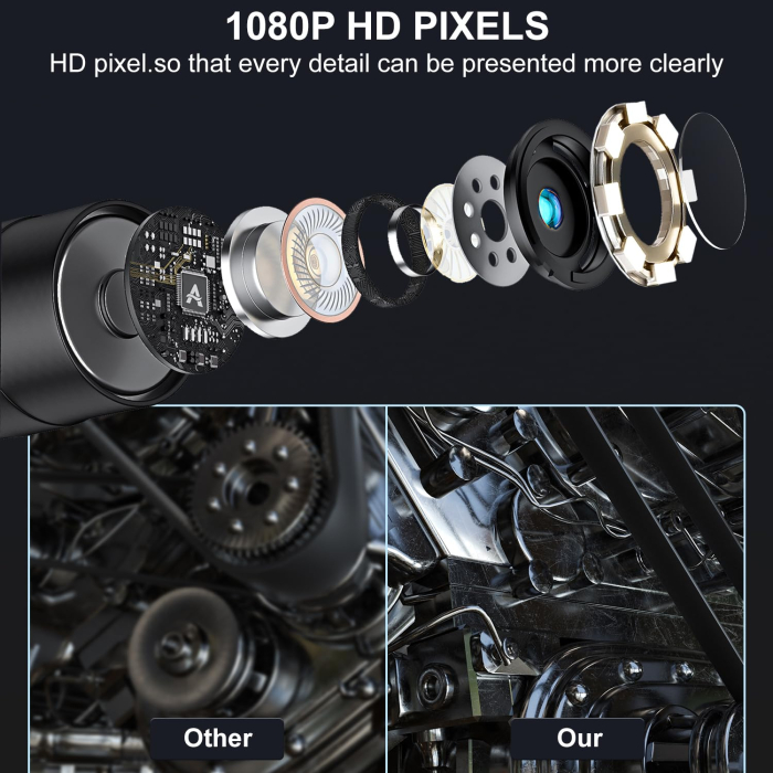 Endoscop industrial HANMATEK® 1080P – IP67, cablu 5 m, ecran 4,3", LED reglabil. [7]