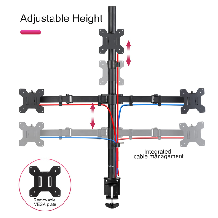 Suport pentru 3 monitoare Suptek® 13–27 inch – brate rotative 360°, ajustabil, negru. [2]