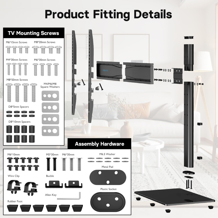 Suport TV Bontec® 26–65 inch – plat si curbat, VESA 600x400, multifunctional. [5]