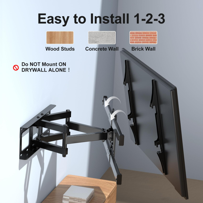 Suport TV Suptek® Premium – perete, 32–84 inch, VESA, inclinare si rotire, pana la 60 kg, negru. [8]