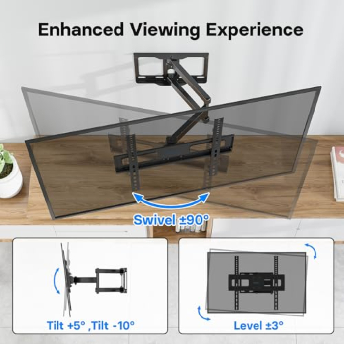 Suport TV Bontec® 26–60 inch – perete, VESA 400x400, inclinare si rotire, montare colt, negru. [2]