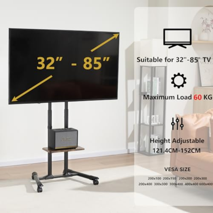 Suport TV premium Adymel® 32–85 inch – stand cu roti 360°, VESA 600x400, multifunctional. [4]