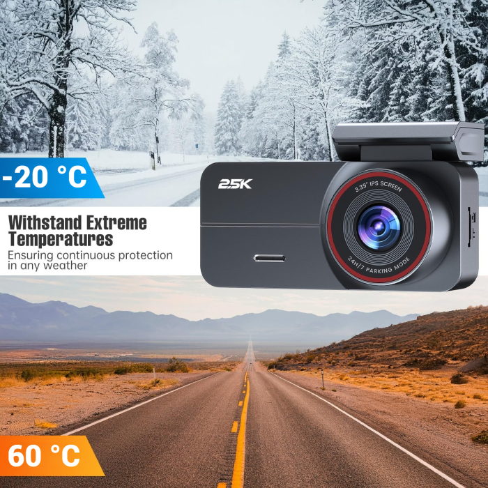 AM263 - Camera video auto fata si spate, camera dubla QHD 2.5K / 2560 x 1440P pentru masina, vedere nocturna superioara, inregistrare in bucla, ecran IPS de 3.39 inch, card de 64GB inclus, unghi larg de 160°, mod parcare 24h [4]