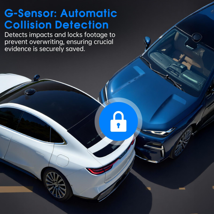 AM263 - Camera video auto fata si spate, camera dubla QHD 2.5K / 2560 x 1440P pentru masina, vedere nocturna superioara, inregistrare in bucla, ecran IPS de 3.39 inch, card de 64GB inclus, unghi larg de 160°, mod parcare 24h [6]