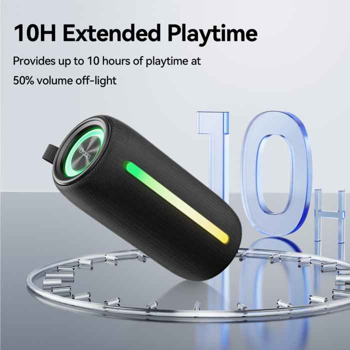 AM271 - Boxa portabila Oraolo® , 20 watt, Bluetooth 5.4, Functie TWS Pairing x 2, Rezistenta la apa IPX6, Acumulator, Lumini RGB, Type C, Conexiune AUX, Slot SD Card si USB, Negru [4]