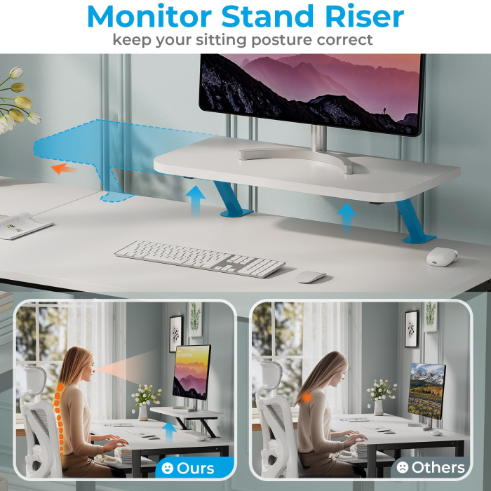 AM282 - Birou modern 100x50x75 cm cu spatiu de depozitare, masa PC cu rafturi detasabile, suport monitor, structura metalica stabila, design ergonomic si multifunctional pentru acasa, gaming, dormitor sau birou, alb [6]