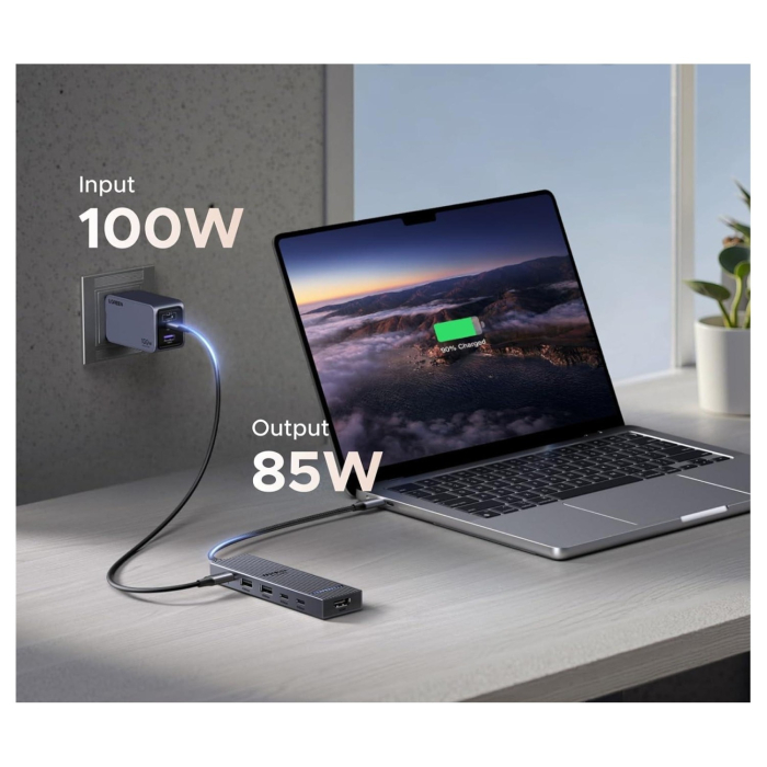AM288 - Hub USB-C UGREEN 6 in 1 Revodok Pro 10 Gbps cu HDMI 4K@60Hz – Adaptor USB-C cu 2 x USB-A 3.2 si 2 x USB-C 3.2, PD 100W, Aliaj Aluminiu, Gri [4]