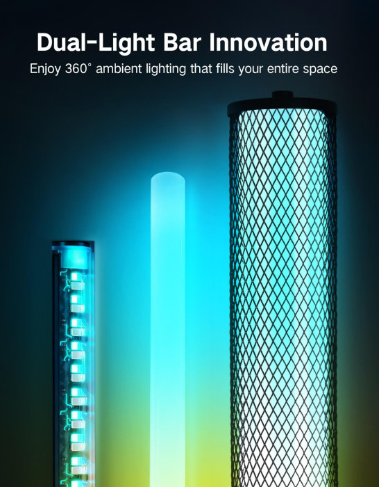AM295 - Lampadar de podea RGBICW Smart LED , lampa de podea cu control app si telecomanda, 16M culori, 32 moduri, sincronizare muzica, veioza reglabila 2200K-6500K, 1500lm, Negru [7]