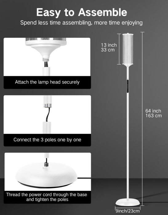AM296 - Lampadar de podea RGBICW Smart LED , lampa de podea cu control app si telecomanda, 16M culori, 32 moduri, sincronizare muzica, veioza reglabila 2200K-6500K, 1500lm, Alb [9]