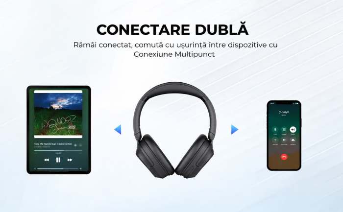 AM308 - Casti Wireless Over-Ear Bluetooth Havit® H612BT PRO cu Anulare Activa a Zgomotului, Aplicatie Mobila, Mod Equalizer, Latenta Redusa 60ms pentru Gaming, Bass Puternic, Pliabile, Autonomie 50 Ore, Negru [11]