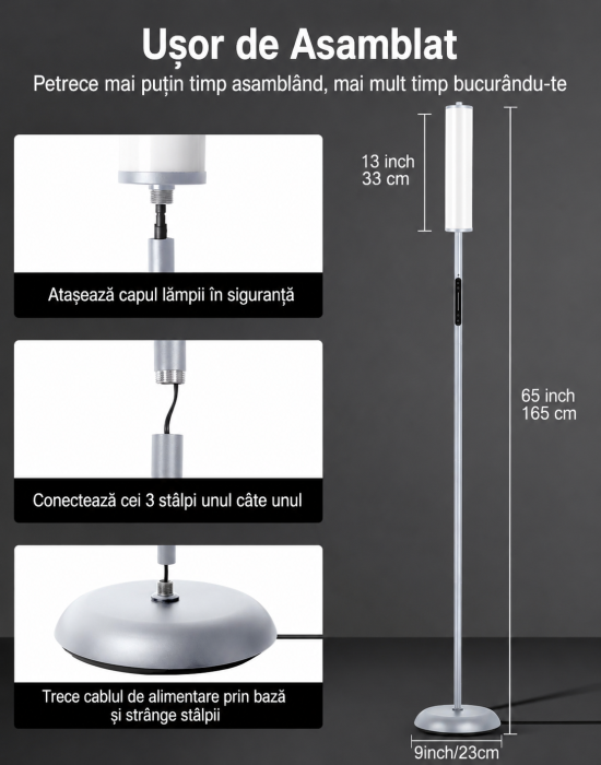 AM312 - Lampadar de podea RGBICW Smart LED, Gri [5]