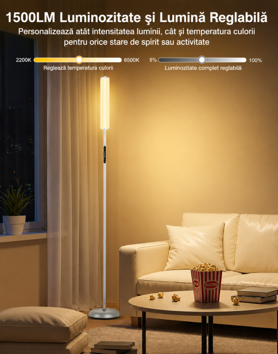 AM312 - Lampadar de podea RGBICW Smart LED, Gri [4]