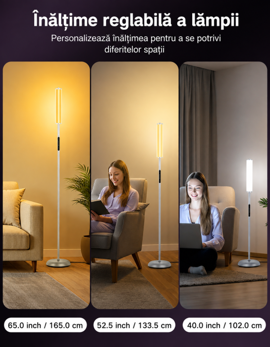 AM312 - Lampadar de podea RGBICW Smart LED, Gri [3]