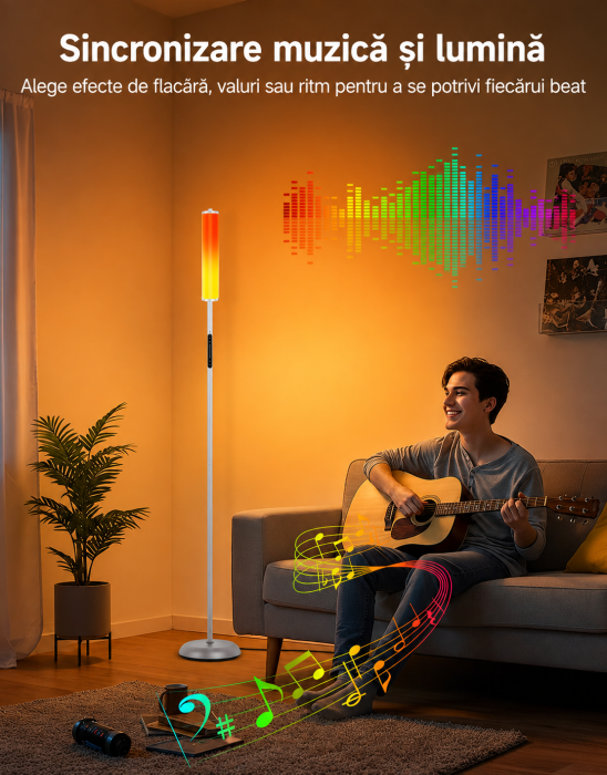 AM312 - Lampadar de podea RGBICW Smart LED, Gri [7]