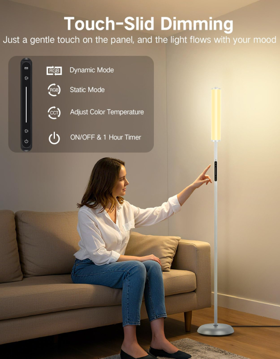 AM312 - Lampadar de podea RGBICW Smart LED, Gri [6]