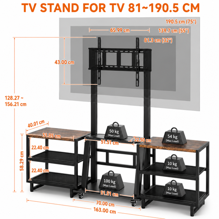 AM318 - Suport TV pentru Televizor 32-75 Inch si 2 comode [4]