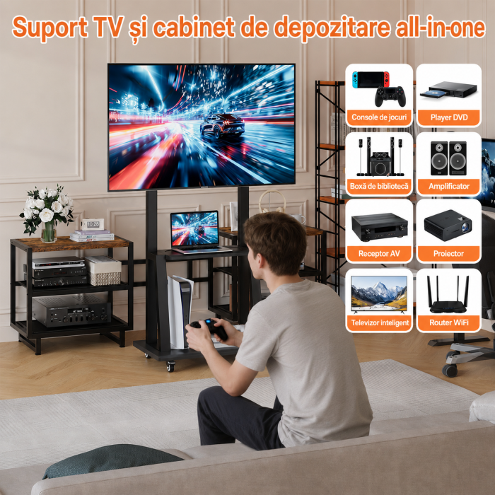 AM318 - Suport TV pentru Televizor 32-75 Inch si 2 comode [3]
