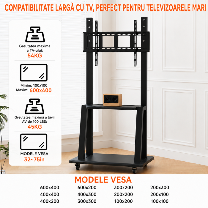 AM318 - Suport TV pentru Televizor 32-75 Inch si 2 comode [6]