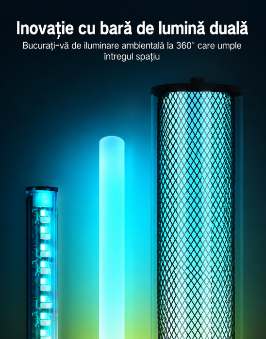 Lampa smart LED de podea RGBICW cu Abajur Dublu, Negru [6]