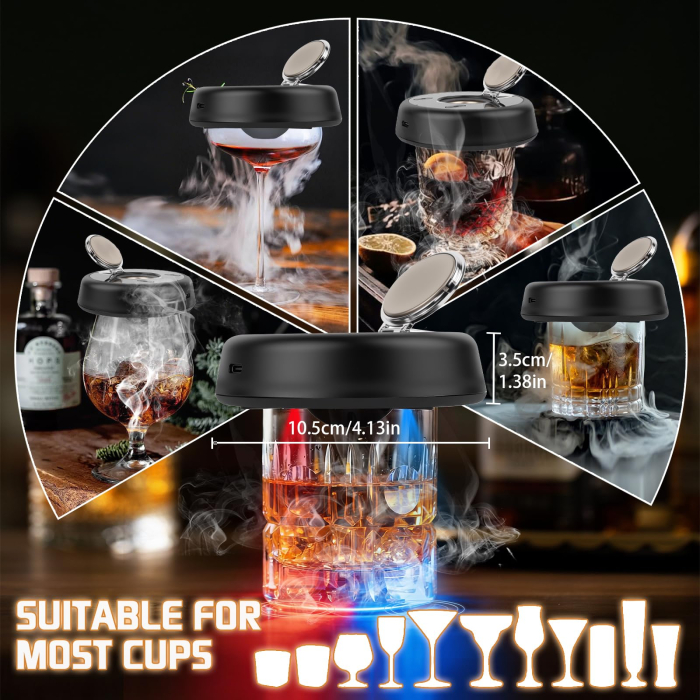 Afumator Cocktail Electric cu LED, Cocktail Smoker Kit cu 6 Tipuri Rumegus Natural [7]