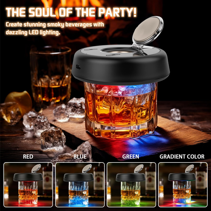 Afumator Cocktail Electric cu LED, Cocktail Smoker Kit cu 6 Tipuri Rumegus Natural [3]