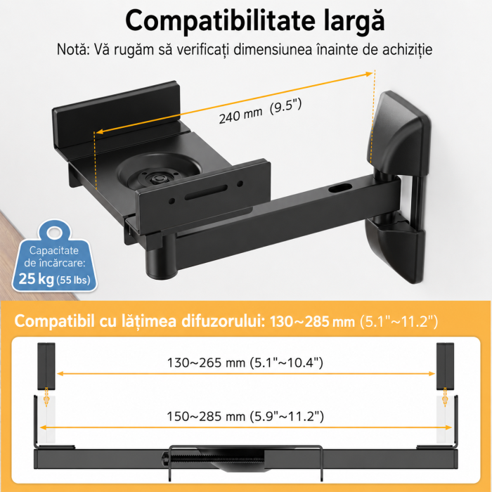 Set 2 x Suporturi universale de perete pentru Boxe Audio [2]