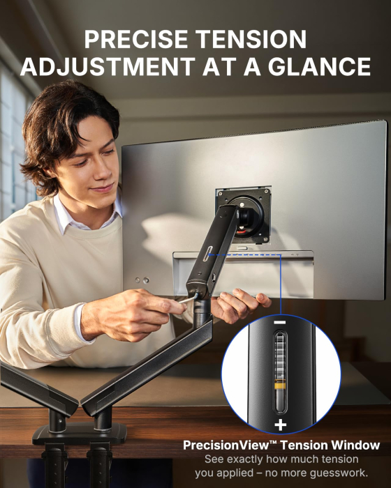 Pachet Suport HUANUO® pentru 2 monitoare de 13-32 Inch Negru si Prelungitor 3000 W 5m [7]