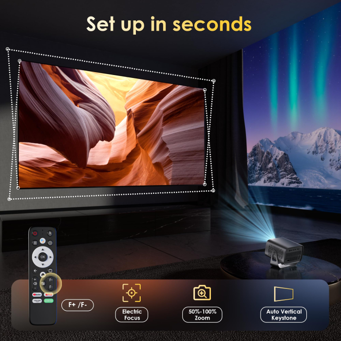 Mini Videoproiector Licentiat Netflix si Youtube ZENTALITY® 1000 ANSI [6]